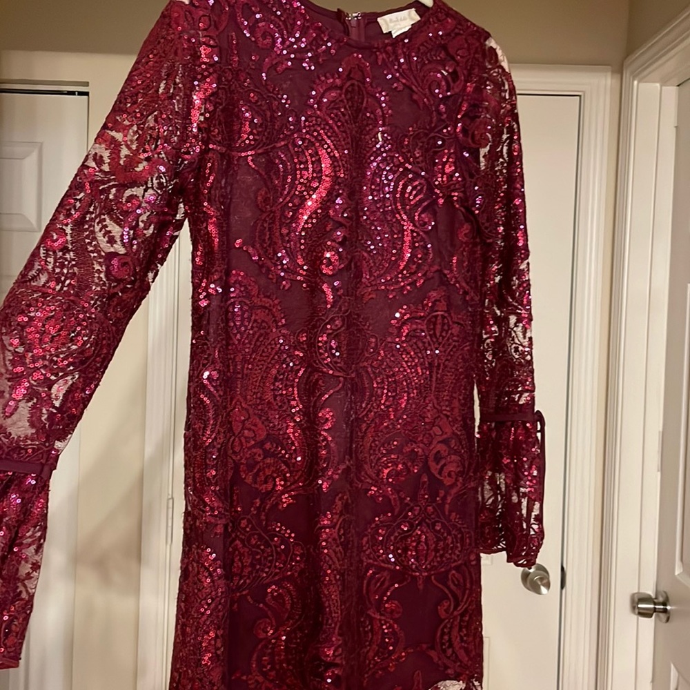 Dark purple lace sequin dress